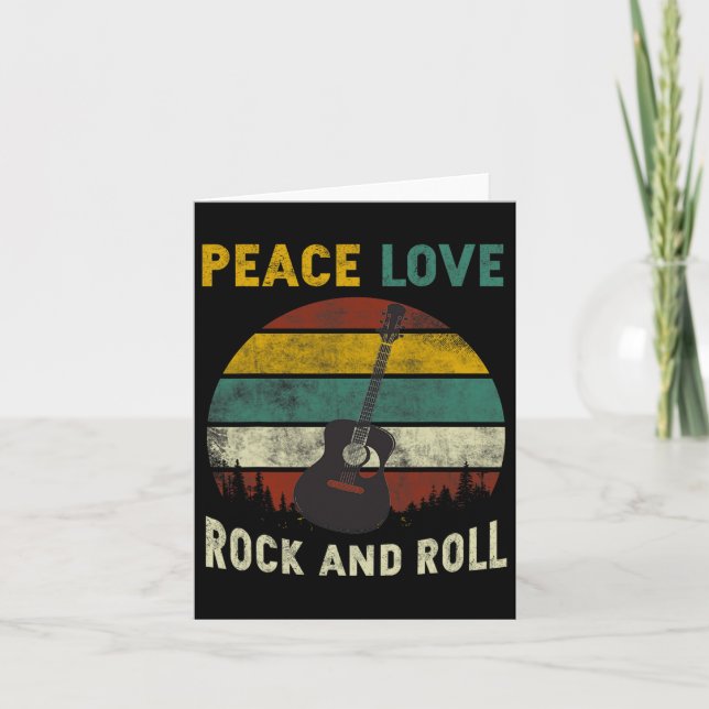 Peace Love Rock &amp; Roll Guitar Player Guitarist Card (Front)