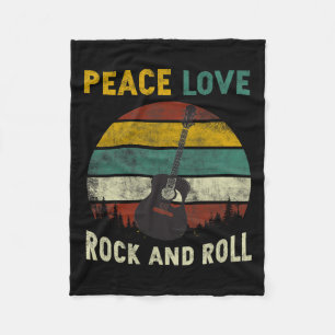 Peace Love Rock &amp; Roll Guitar Player Guitarist Fleece Blanket