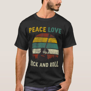 Peace Love Rock &amp; Roll Guitar Player Guitarist T-Shirt