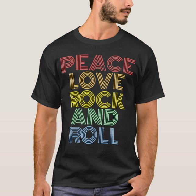 Peace Love Rock And Roll Distressed Rock Concert 7 T-Shirt (Front)