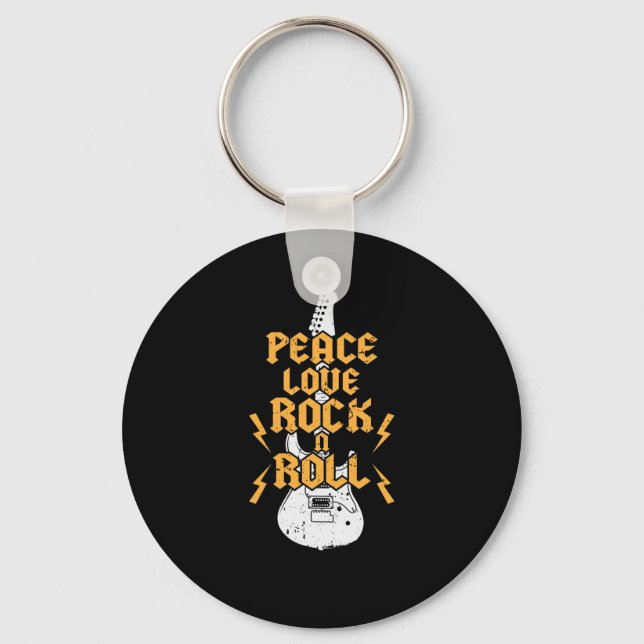 Peace Love Rock N Roll Keychain (Front)