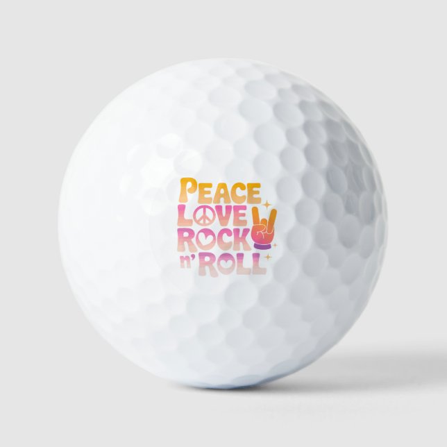 Peace Love Rock n Roll - Music-Inspired Typography Golf Balls (Front)