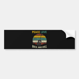 Peace Love & Rock & Roll Guitar Player Guitarist V Bumper Sticker