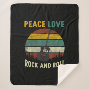 Peace Love & Rock & Roll Guitar Player Guitarist V Sherpa Blanket