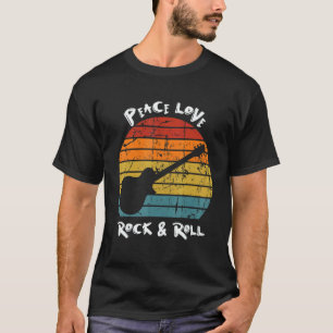 Peace Love & Rock & Roll Hippie Peace Retro 70s Vi T-Shirt