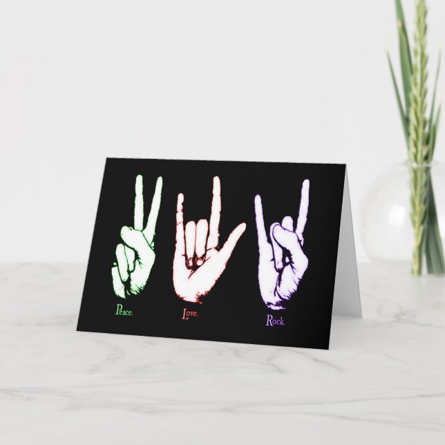 Peace Love Rock Sign Language Greeting Card (Front)