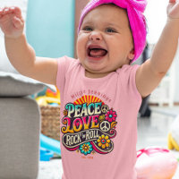 Peace Love RocknRoll Retro 70s Vintage Psychedelic