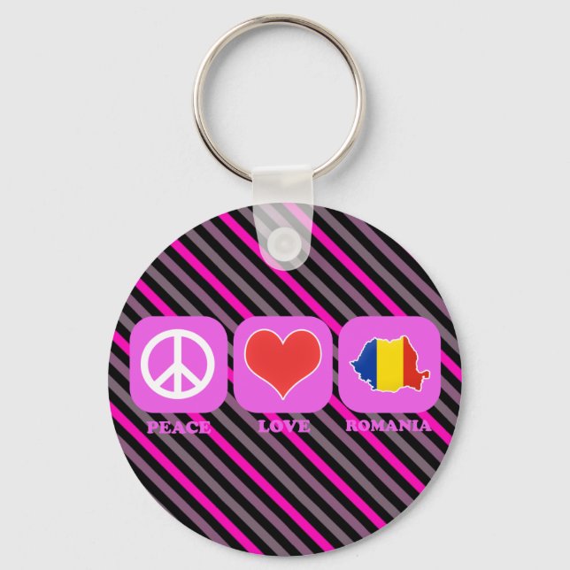 Peace Love Romania Keychain (Front)