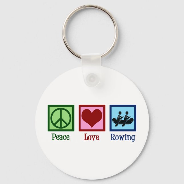 Peace Love Rowing - Cute Crew Team Keychain (Front)
