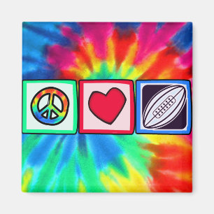 Peace, Love, Rugby Football Magnet