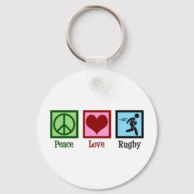Peace Love Rugby Keychain (Front)