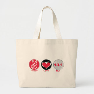 Peace Love Run 13.1 miles Large Tote Bag