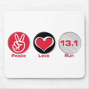 Peace Love Run 13.1 miles Mouse Pad