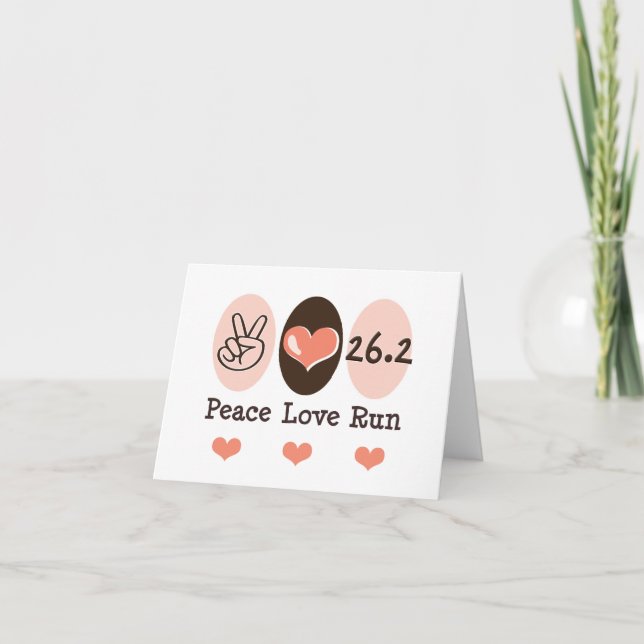 Peace Love Run 26.2 Cartes de notes (Devant)