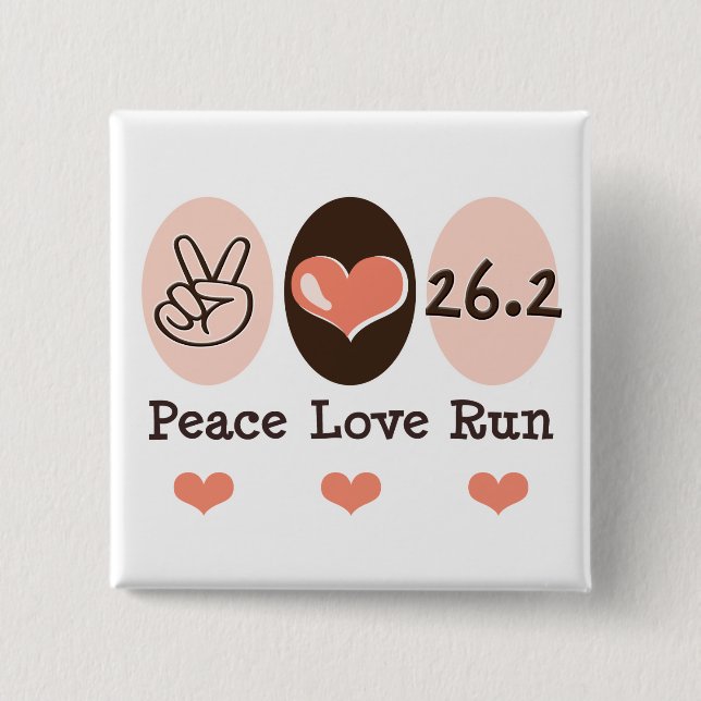 Peace Love Run 26.2 Marathon Button (Front)