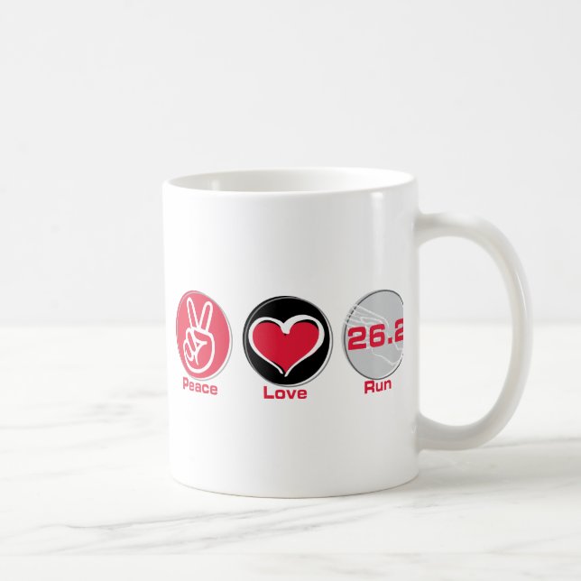 Peace Love Run 26.2 miles - Marathon Coffee Mug (Right)