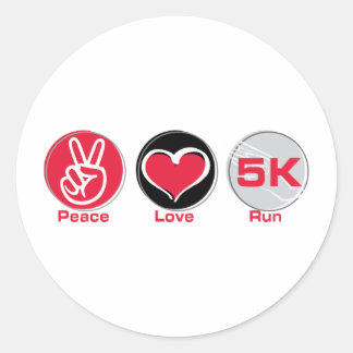 Peace Love Run 5K Classic Round Sticker