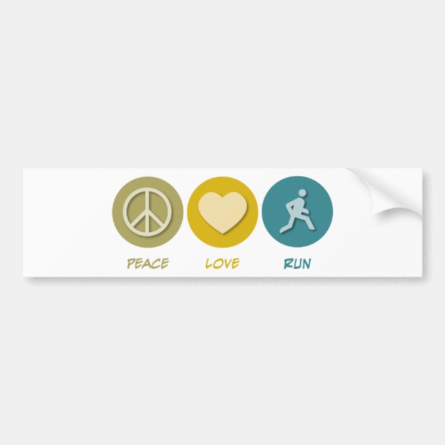 Peace Love Run Bumper Sticker (Front)