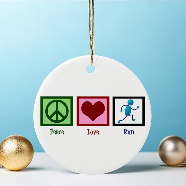 Peace Love Run Ceramic Ornament (Creator Uploaded)