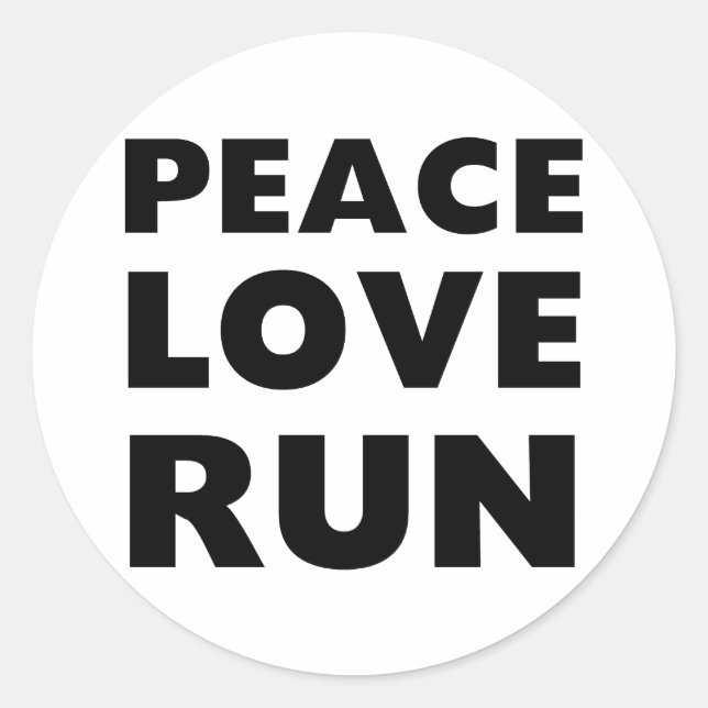 Peace Love Run Classic Round Sticker (Front)