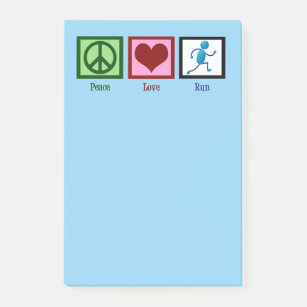 Peace Love Run - Cute Track Runner Post-it Notes