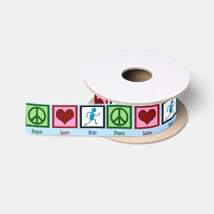 Peace Love Run - Cute Track Runner Satin Ribbon