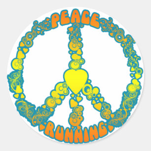 Peace Love Running Classic Round Sticker
