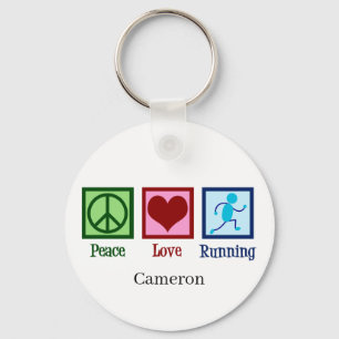 Peace Love Running Cute Custom Runner Keychain