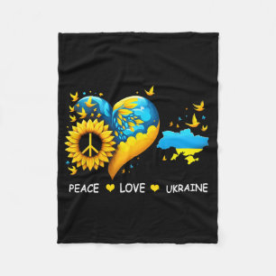 Peace Love S Ukraine Peace Sign Sunflower Flag Ukr Fleece Blanket