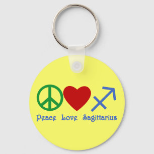 Peace Love Sagittarius Astrology Products Keychain