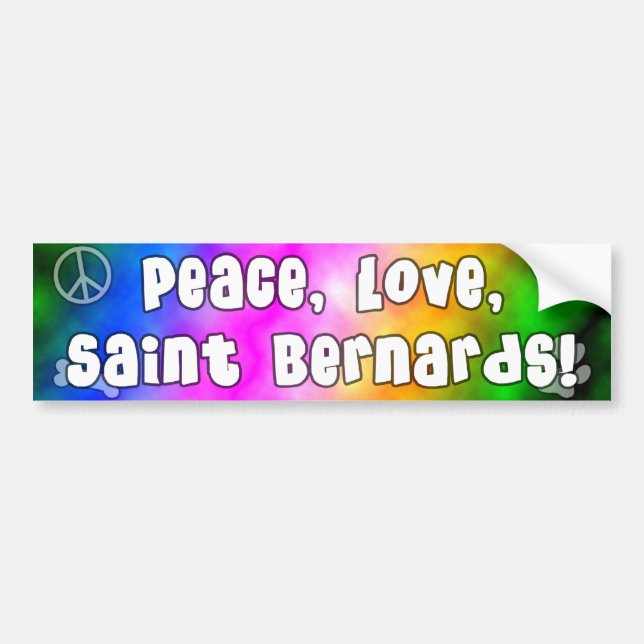 Peace Love Saint Bernards Bumper Sticker (Front)