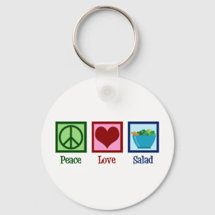 Peace Love Salads Cute Salad Bar Keychain