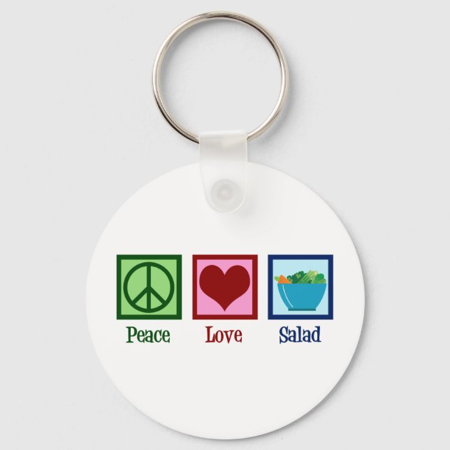 Peace Love Salads Cute Salad Bar Keychain (Front)
