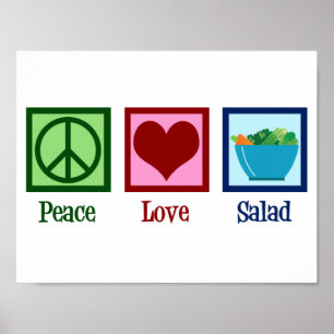 Peace Love Salads Cute Salad Bar Poster