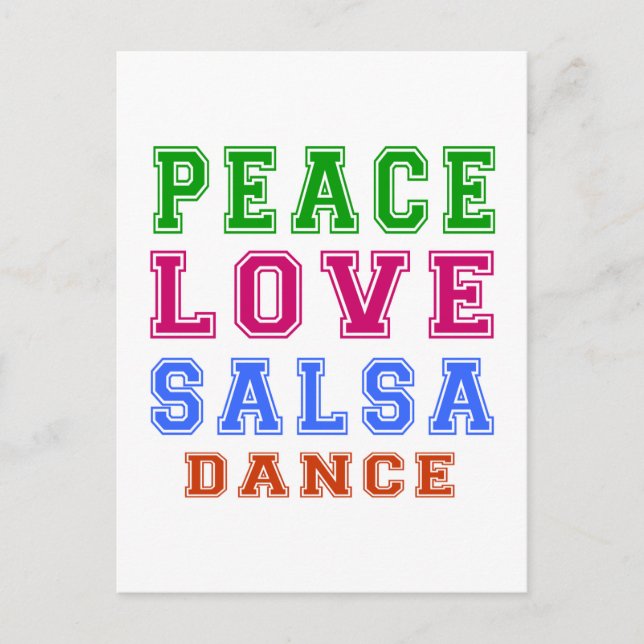 Peace Love Salsa Dance Postcard (Front)
