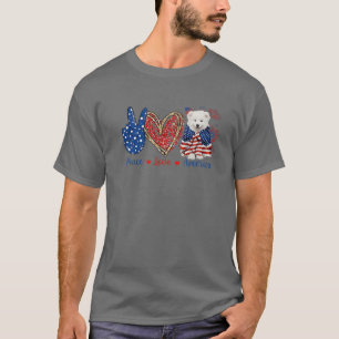 Peace Love Samoyed Dog Patriotic America Flag 4Th T-Shirt