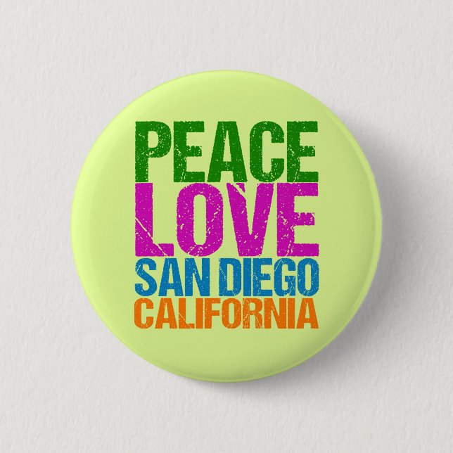 Peace Love San Diego California 2 Inch Round Button (Front)