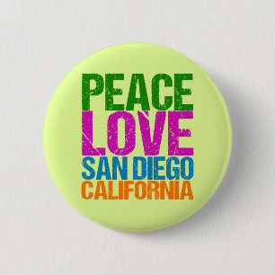 Peace Love San Diego California 2 Inch Round Button