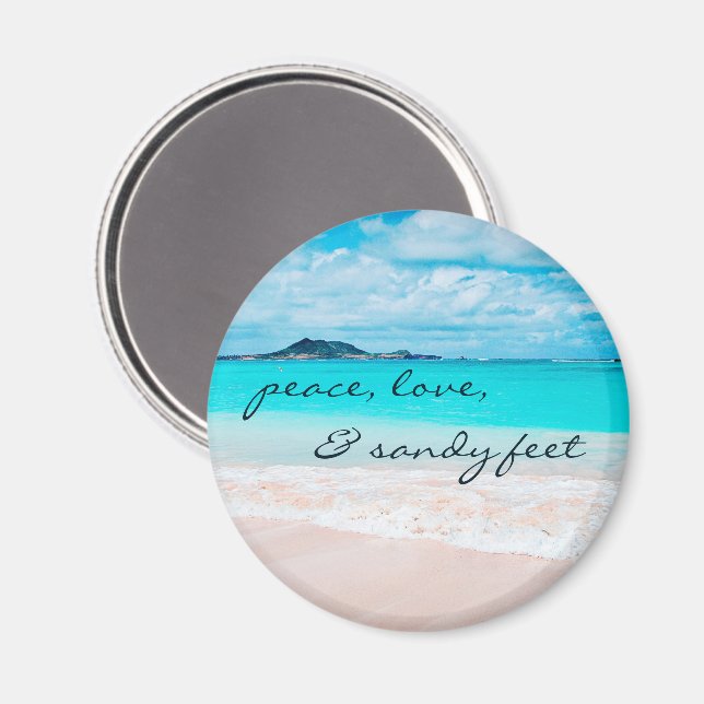 Peace Love Sandy Feet Hawaii Tropical Beach Photo Magnet (Front/Back)