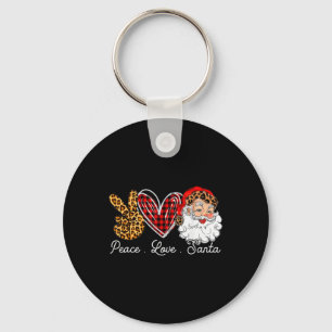 Peace Love Santa Leopard Buffalo Christmas 2021 Keychain
