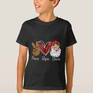 Peace Love Santa Leopard Buffalo Christmas 2021 T-Shirt