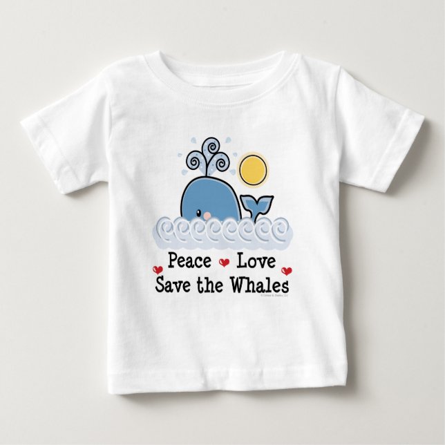 Peace Love Save The Whales Infant Long Sleeve Tee  (Front)