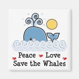 Peace Love Save The Whales Magnet
