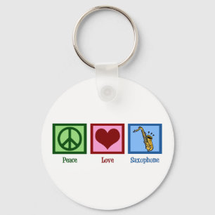 Peace Love Saxophone Keychain