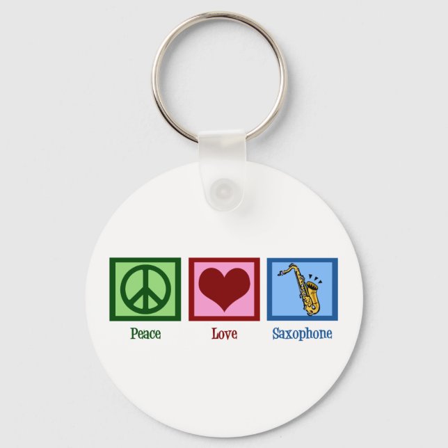Peace Love Saxophone Keychain (Front)