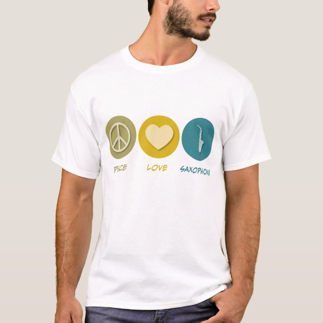Peace Love Saxophone T-Shirt (Front)