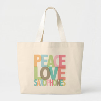 Peace Love Saxophones Tees & Gifts Large Tote Bag