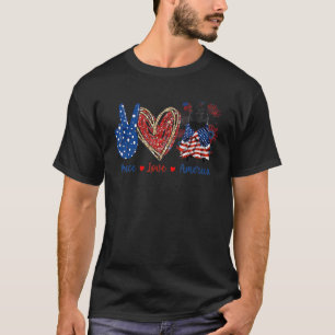 Peace Love Schipperke Dog Patriotic America Flag 4 T-Shirt