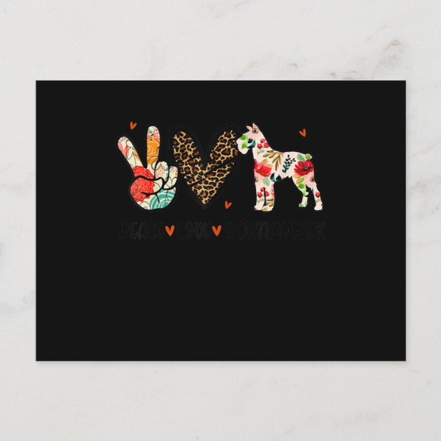 Peace Love Schnauzer Funny Gift Dog Lover Announcement Postcard (Front)