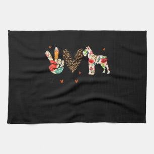 Peace Love Schnauzer Funny Gift Dog Lover Kitchen Towel